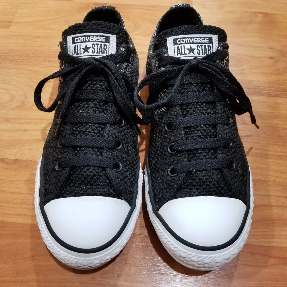 Converse All Star Black and Silver Woven Like New